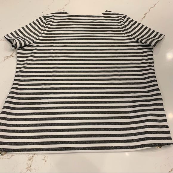 Brooke Shields Timeless Short Sleeve Metallic Striped Blouse Woman’s Size XL - Picture 9 of 11